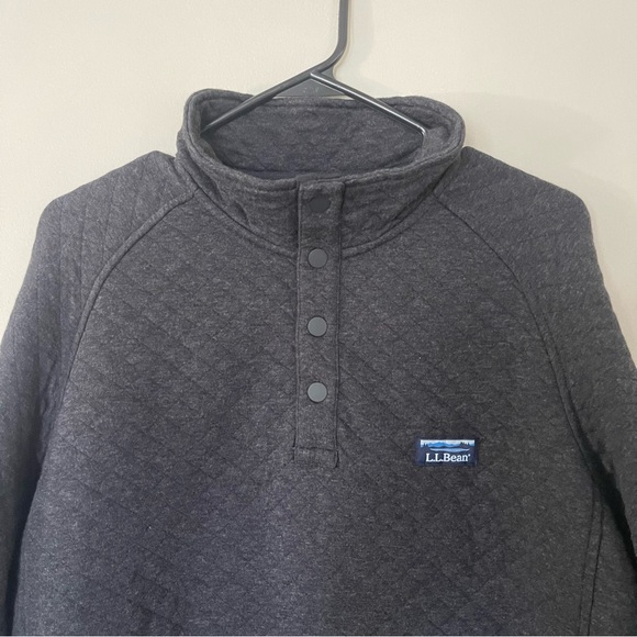 L.L. Bean Men’s Quilted Sweatshirt, Size M, Mockneck, Dark Charcoal Heather - Picture 4 of 10